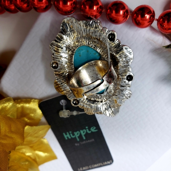 New!  Adjustable Turquoise Semi Stone Statement Ring - Picture 9 of 9